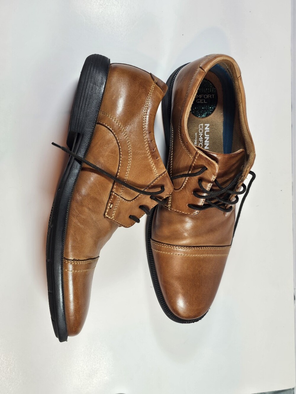 Nunn Bush Men’s Brown Leather Comfort Lace-Up Shoes